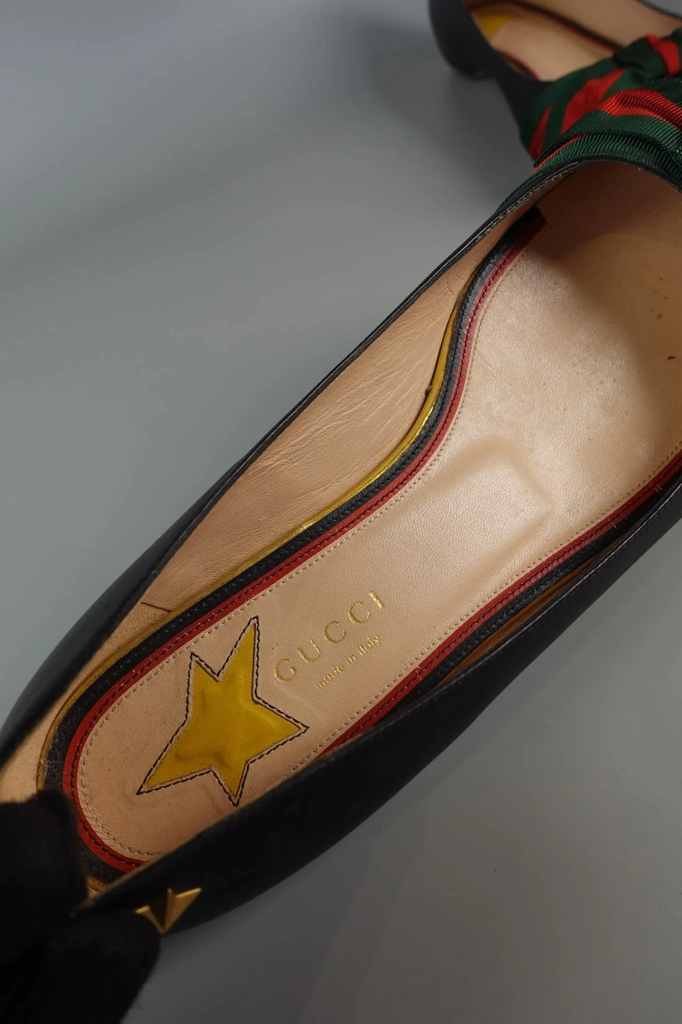 Bow Web Black Calkfskin Ballerina Flats Size 39 EU (25.5cm)
