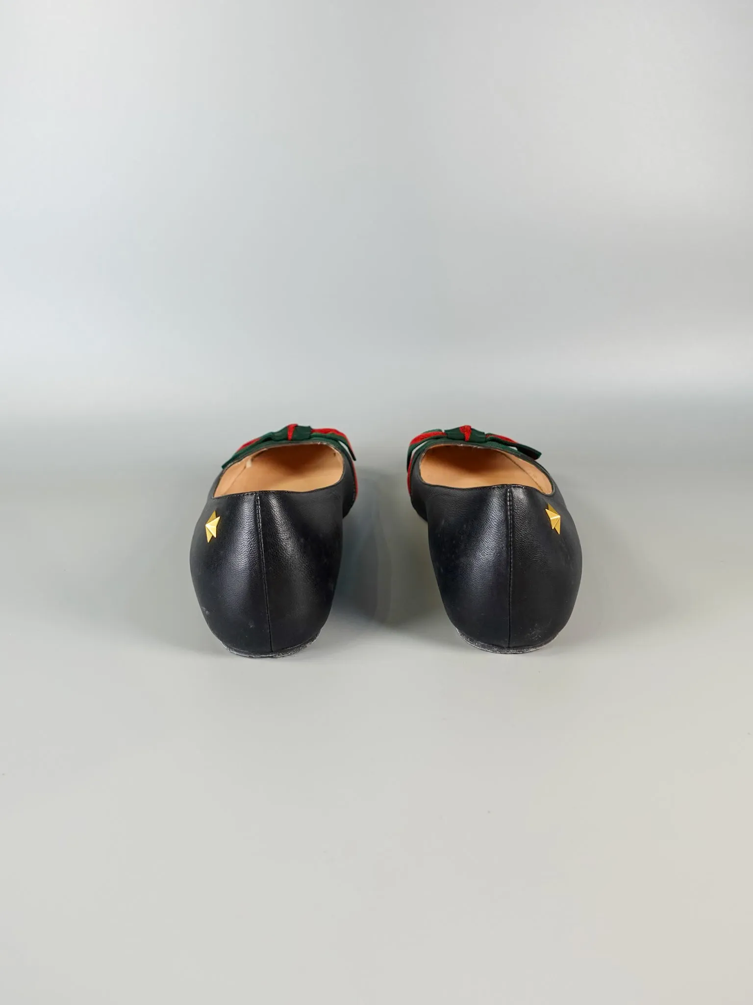 Bow Web Black Calkfskin Ballerina Flats Size 39 EU (25.5cm)