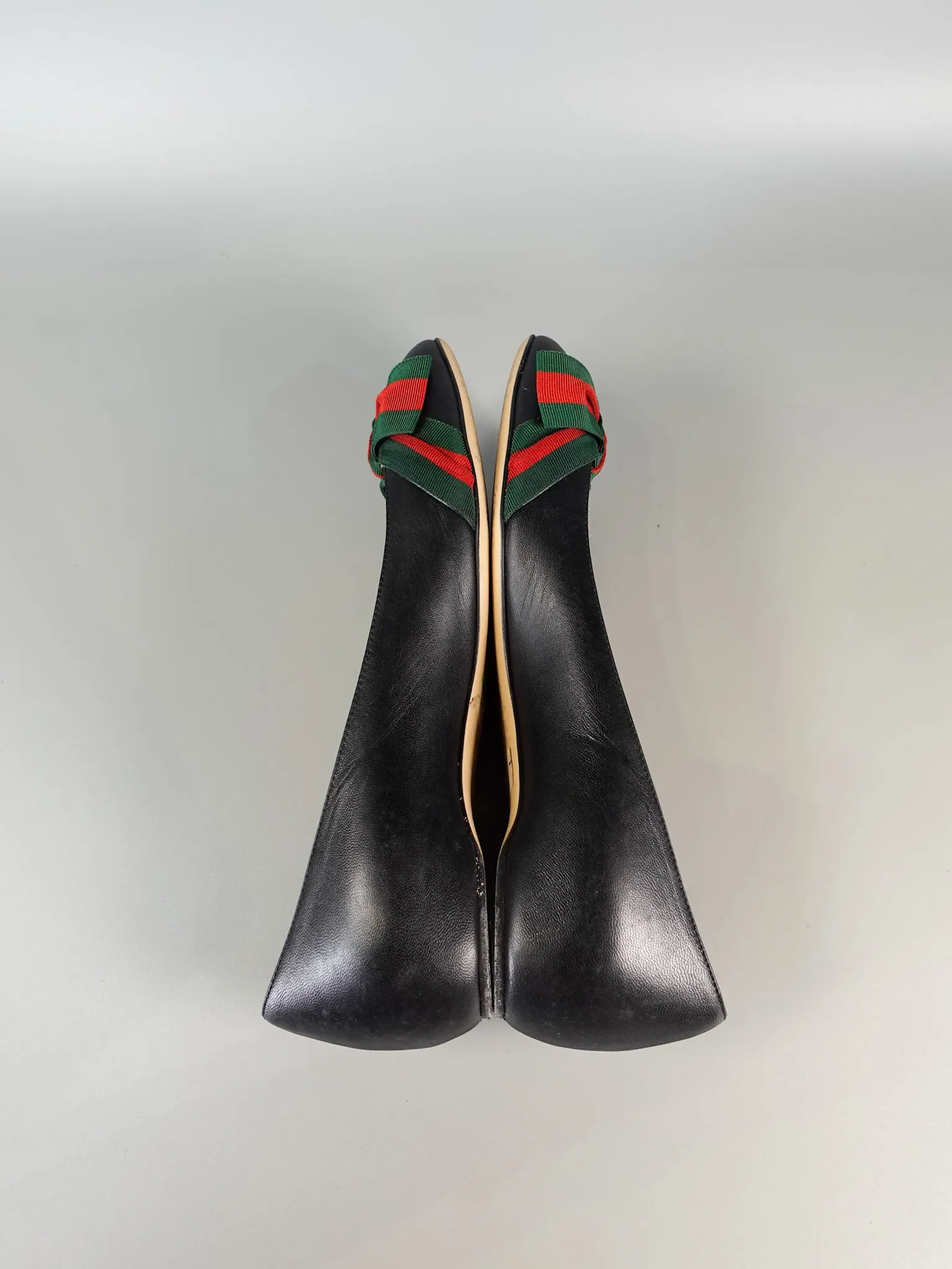 Bow Web Black Calkfskin Ballerina Flats Size 39 EU (25.5cm)