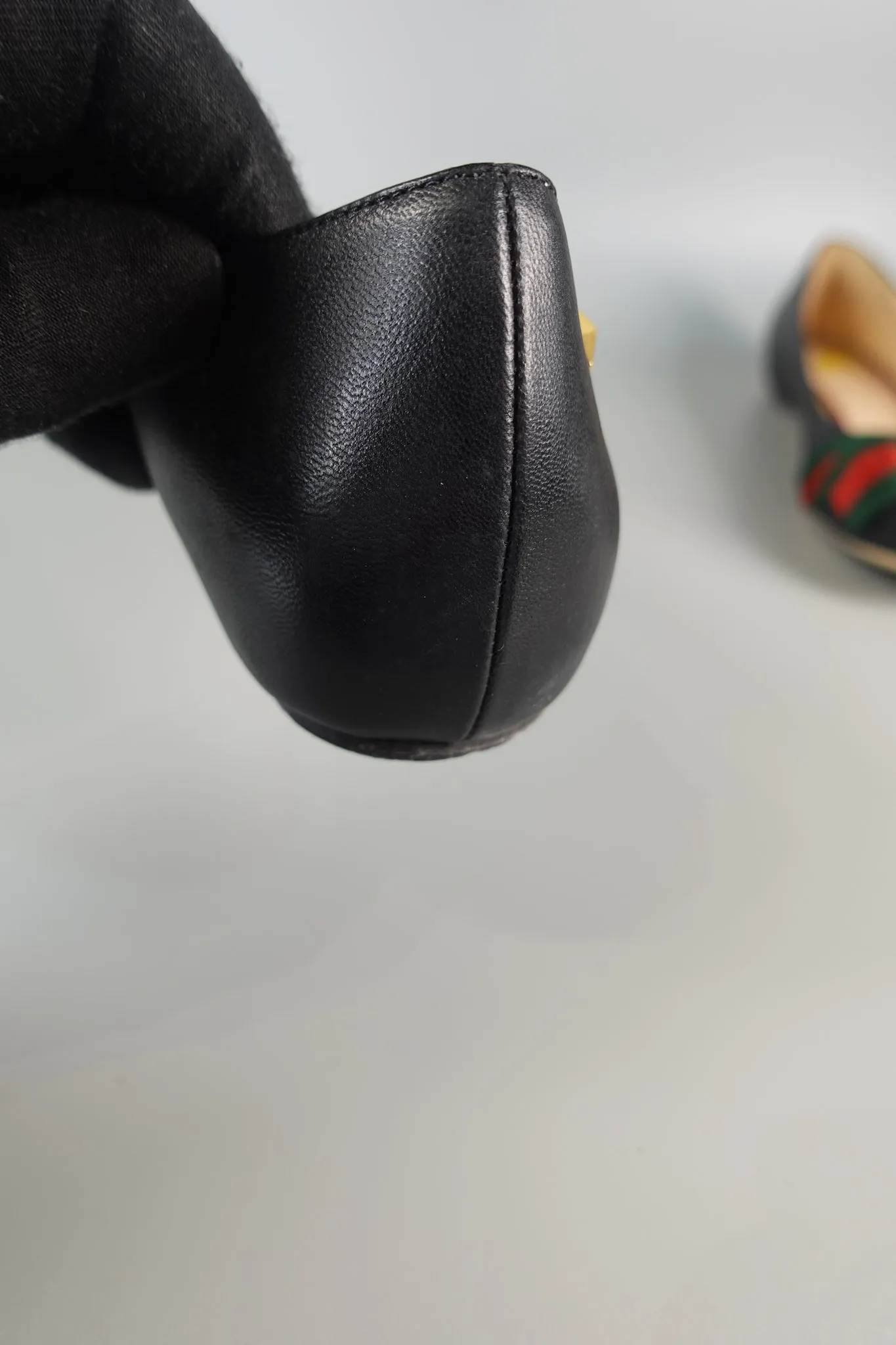 Bow Web Black Calkfskin Ballerina Flats Size 39 EU (25.5cm)