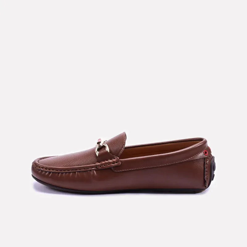 Brown Perforated Horsebit Loafers 0130952