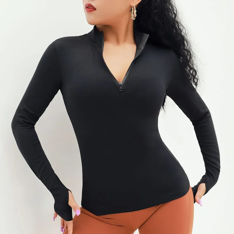 Brynn Slim Fit Zip Front Long Sleeve Top