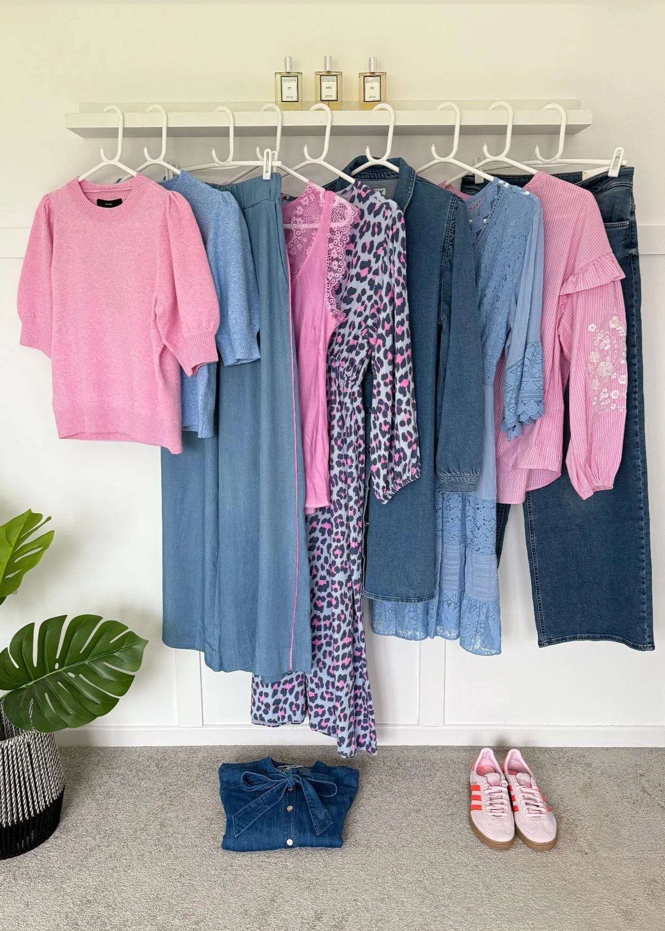 Chambray/Pink Stripe Wide Leg Trousers