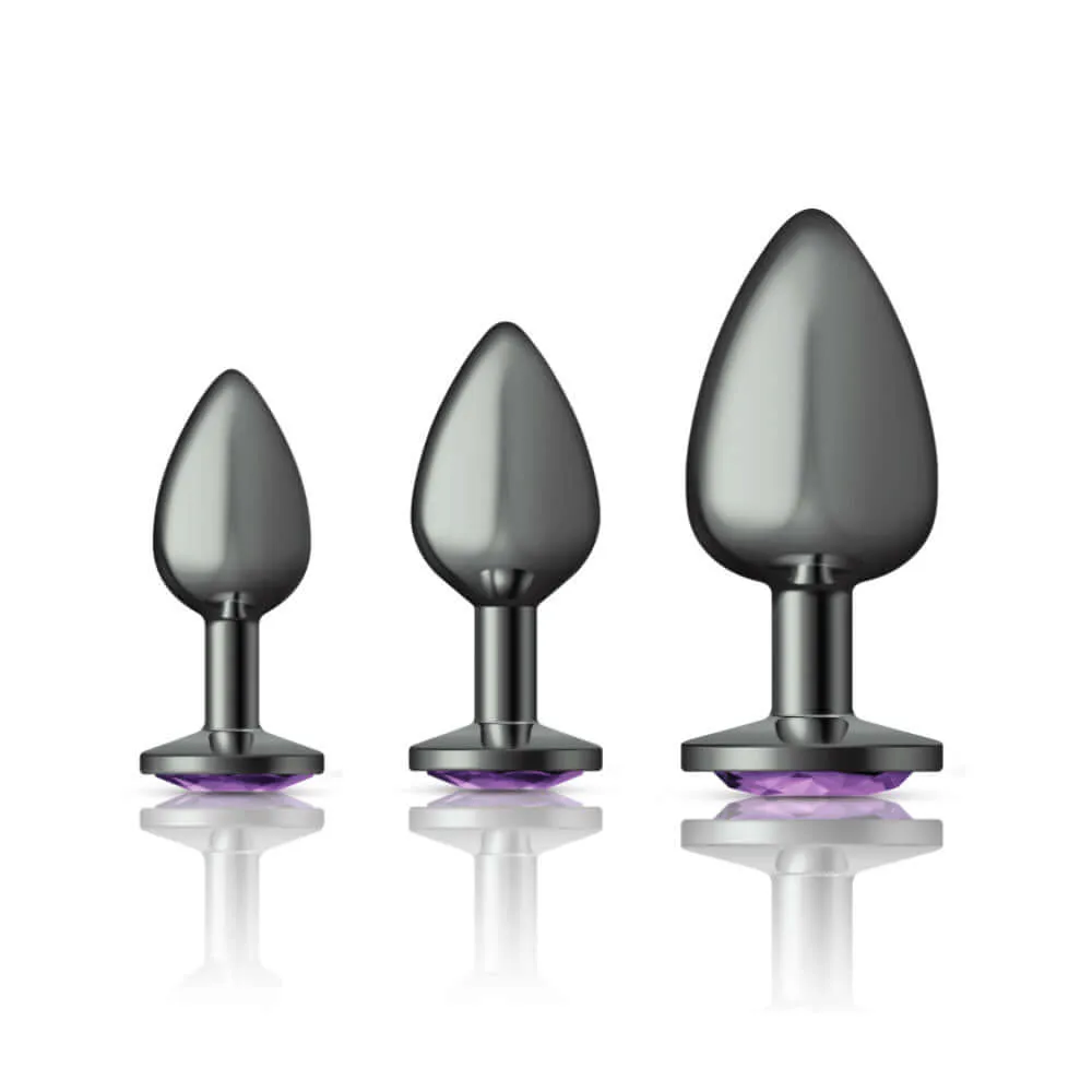 Cheeky Charms - Metal Butt Plug Gunmetal - Round - Deep Purple - Kit - Preorder Only