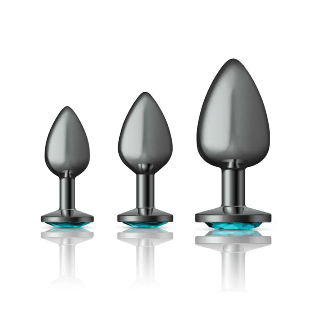 Cheeky Charms - Metal Butt Plug Gunmetal - Round - Teal - Kit - Preorder Only