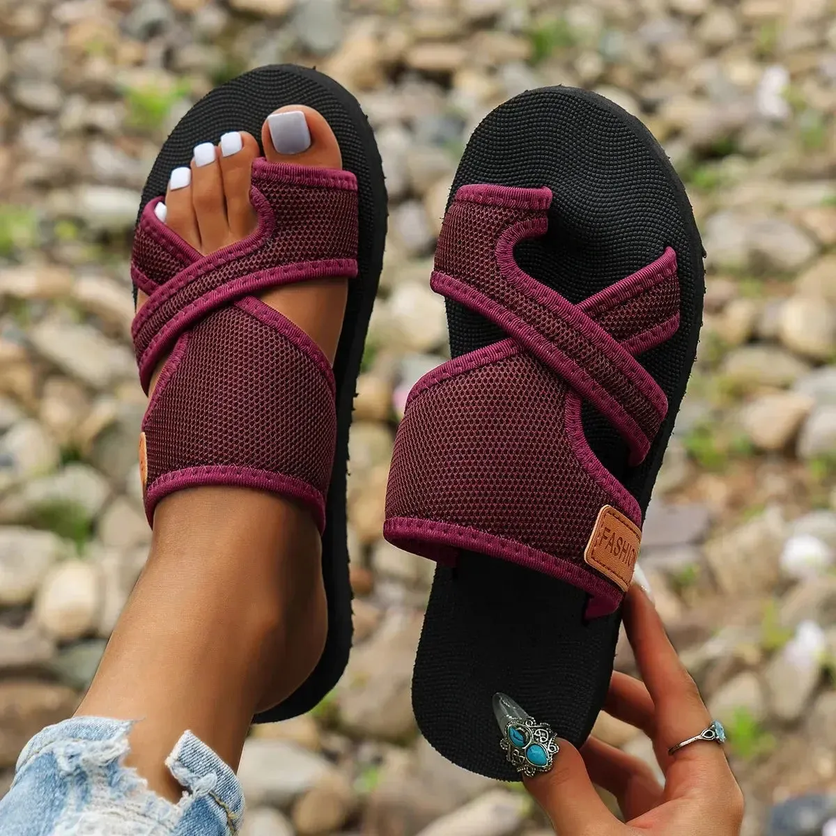 Clip Toe Sandals Solid Color Fish Mouth Comfort Casual Peep Toe Slippers Slip On Holiday Vacation / Every Day Outdoors Beach Slippers