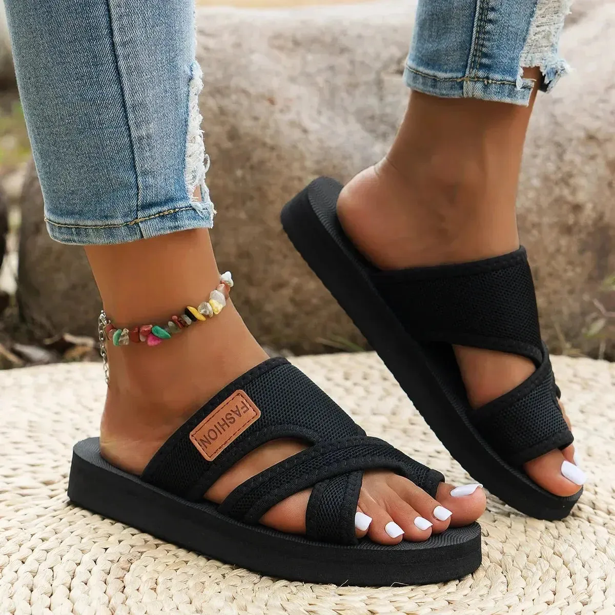 Clip Toe Sandals Solid Color Fish Mouth Comfort Casual Peep Toe Slippers Slip On Holiday Vacation / Every Day Outdoors Beach Slippers