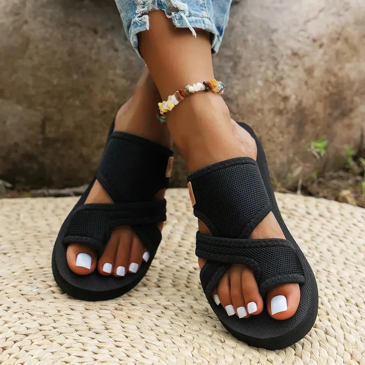 Clip Toe Sandals Solid Color Fish Mouth Comfort Casual Peep Toe Slippers Slip On Holiday Vacation / Every Day Outdoors Beach Slippers