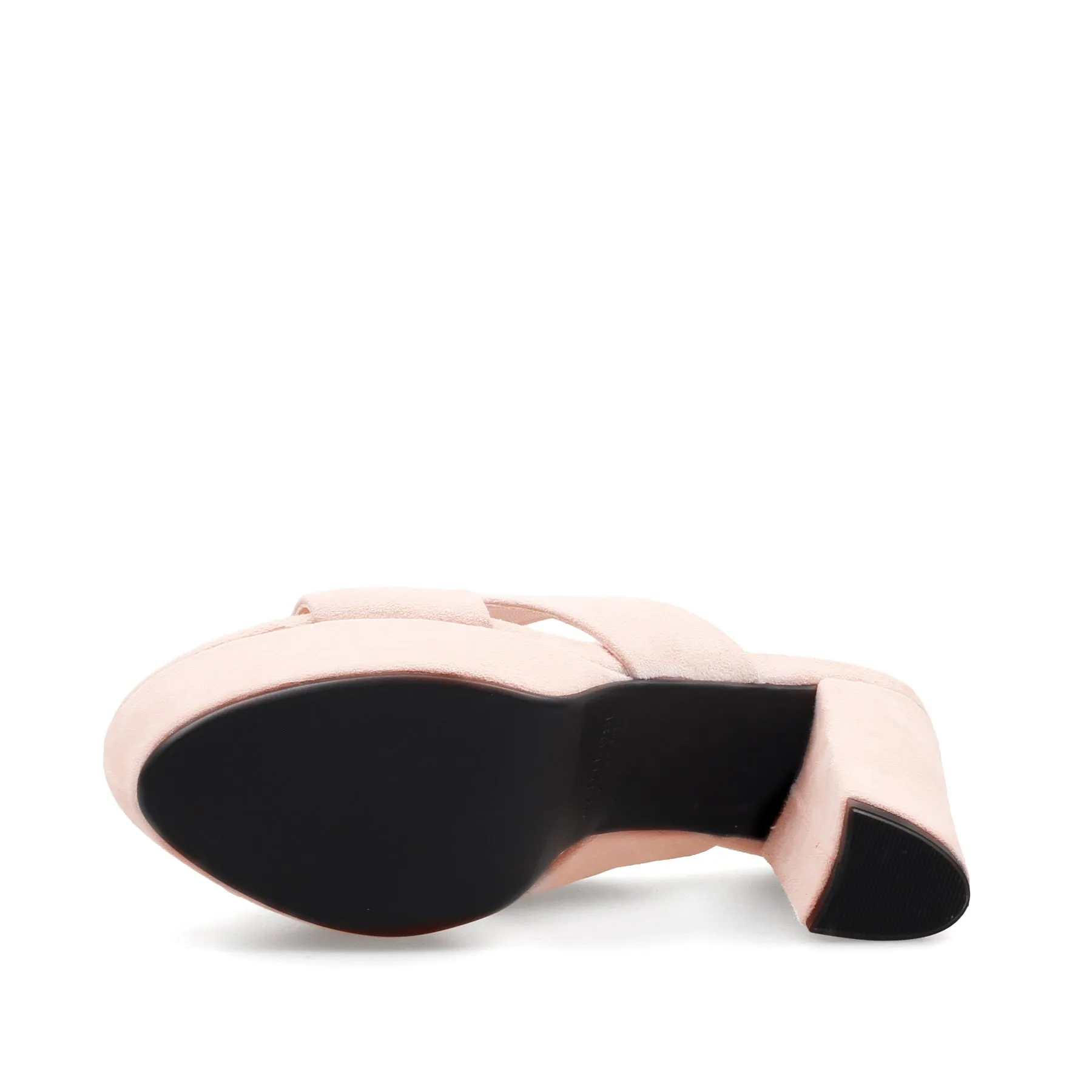 Crisscross Leather Platform Mule - Pink