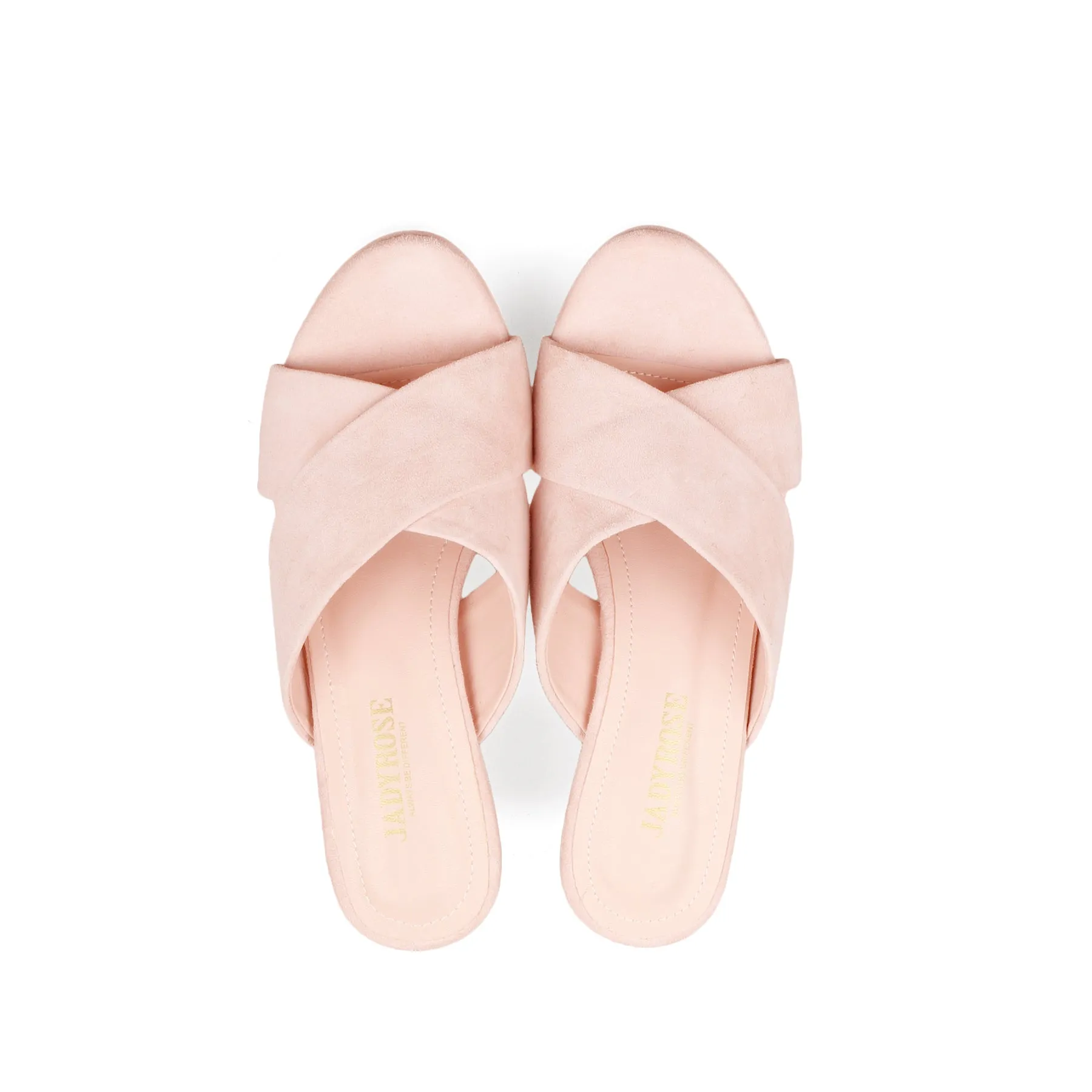 Crisscross Leather Platform Mule - Pink