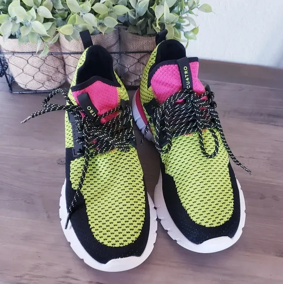 CU4TRO Bolt Lime Knit Sneakers NEW