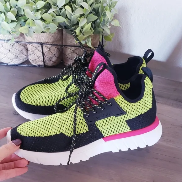 CU4TRO Bolt Lime Knit Sneakers NEW