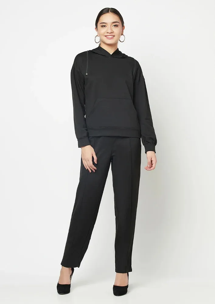 Cut Out Hoodie Top And Pants Set