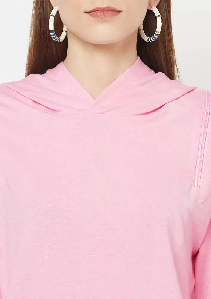 Cut Out Hoodie Top And Pants Set