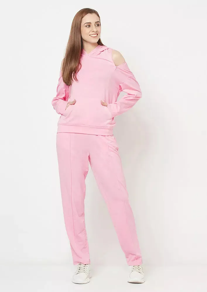 Cut Out Hoodie Top And Pants Set