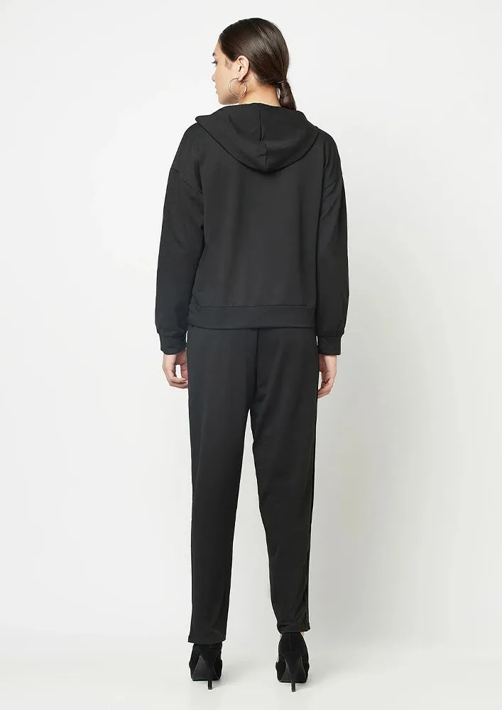 Cut Out Hoodie Top And Pants Set