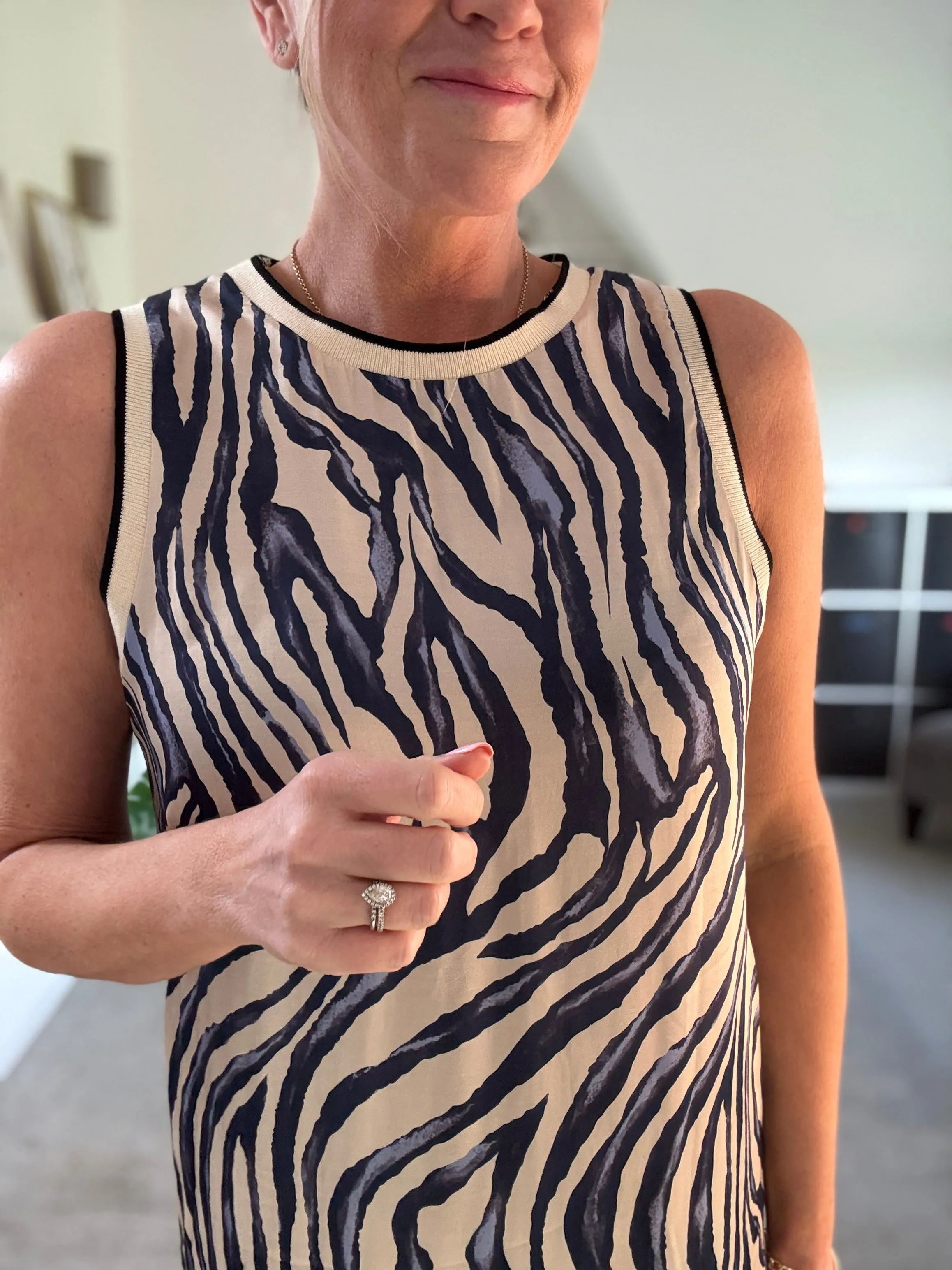 Deep Pink Tropical Print Shift Dress