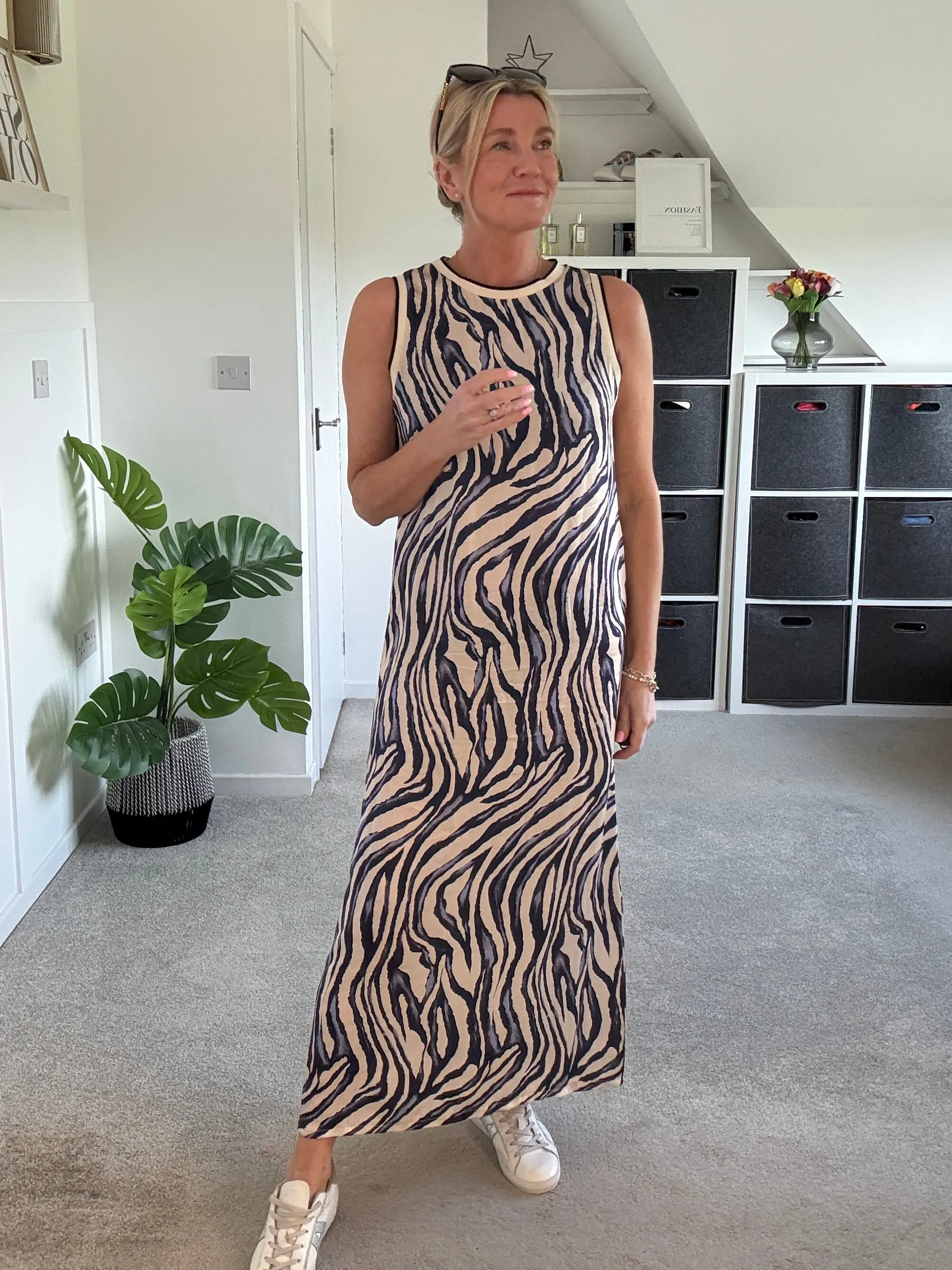 Deep Pink Tropical Print Shift Dress