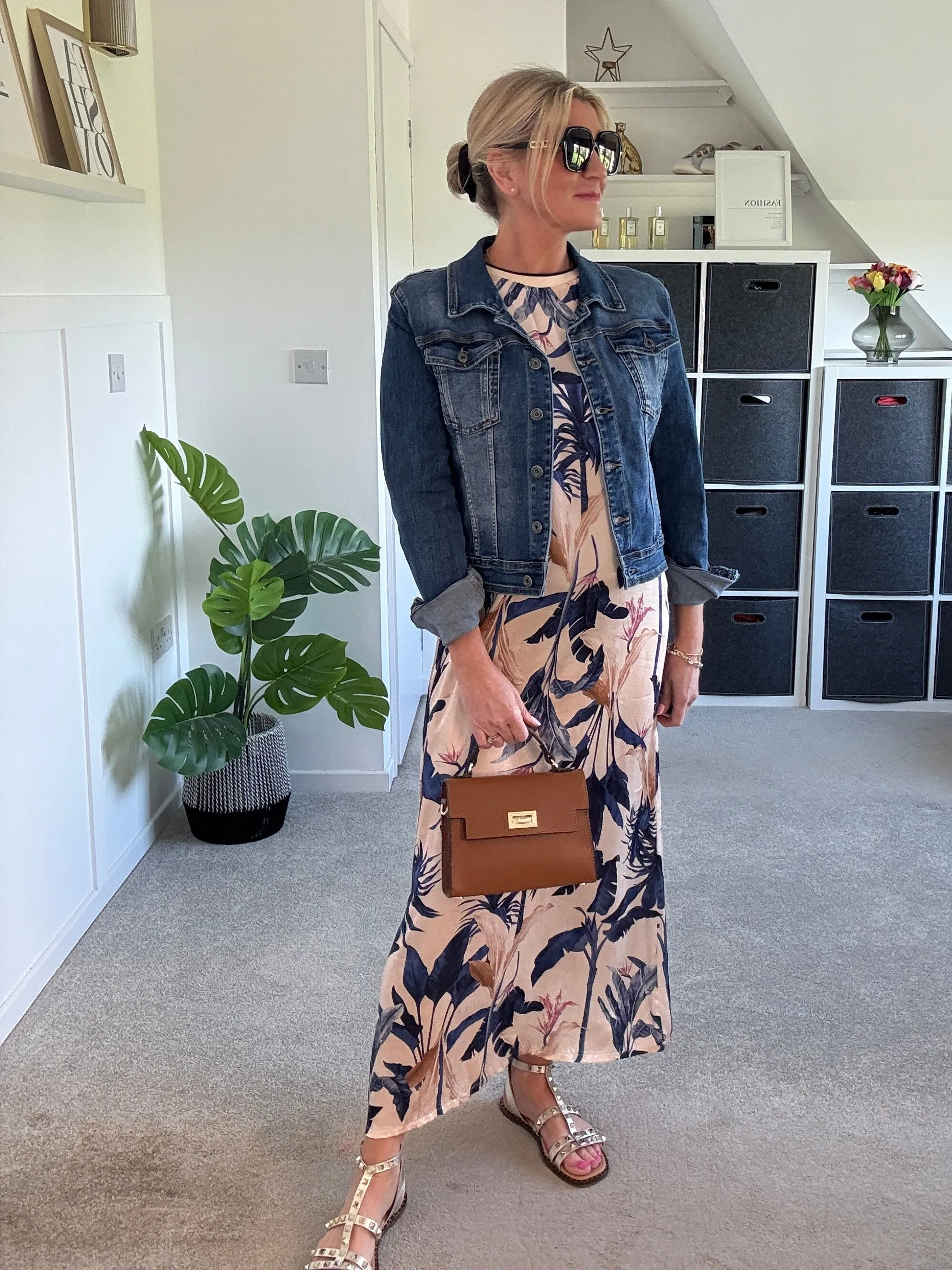 Deep Pink Tropical Print Shift Dress