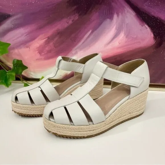 Eileen Fisher Tilly Jute Wedge Fisherman Sandal in Bone Size 6.5
