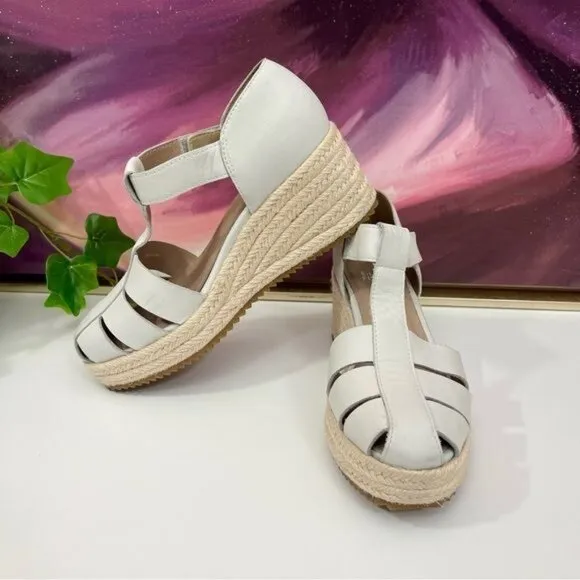 Eileen Fisher Tilly Jute Wedge Fisherman Sandal in Bone Size 6.5