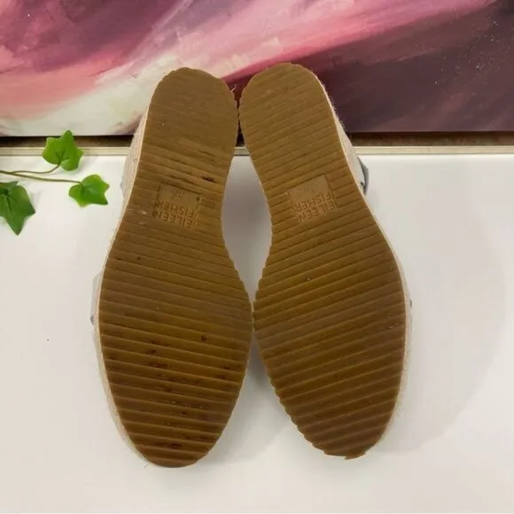 Eileen Fisher Tilly Jute Wedge Fisherman Sandal in Bone Size 6.5