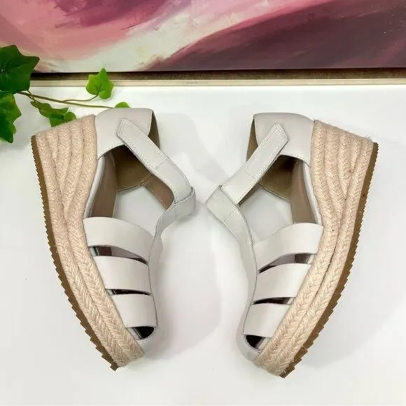 Eileen Fisher Tilly Jute Wedge Fisherman Sandal in Bone Size 6.5