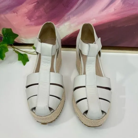 Eileen Fisher Tilly Jute Wedge Fisherman Sandal in Bone Size 6.5