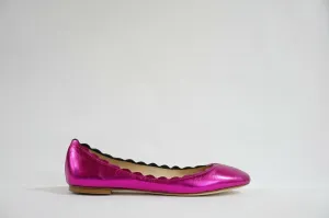 Fabio Rusconi Women's Metallic Fuchsia Leather Ballerina Flats S1795