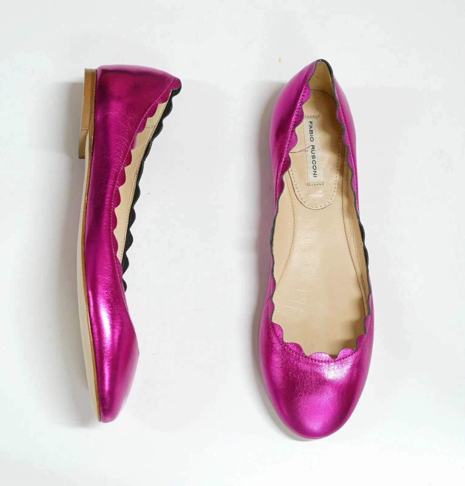 Fabio Rusconi Women's Metallic Fuchsia Leather Ballerina Flats S1795