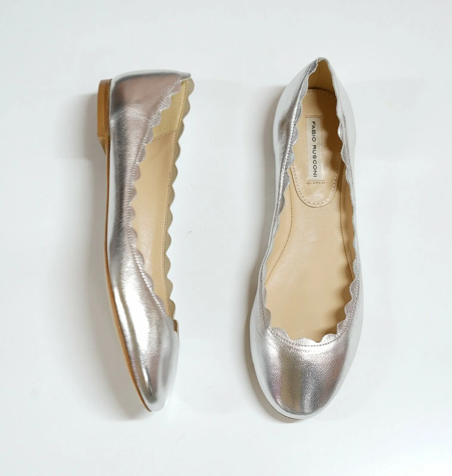 Fabio Rusconi Women's Metallic Silver Leather Ballerina Flats S1795
