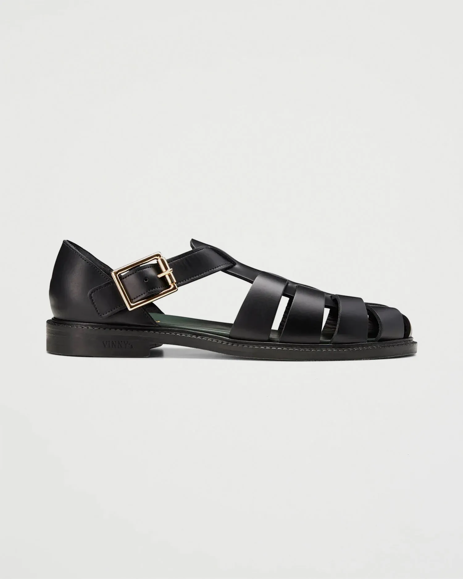 Fisherman Sandal Black Polido Leather