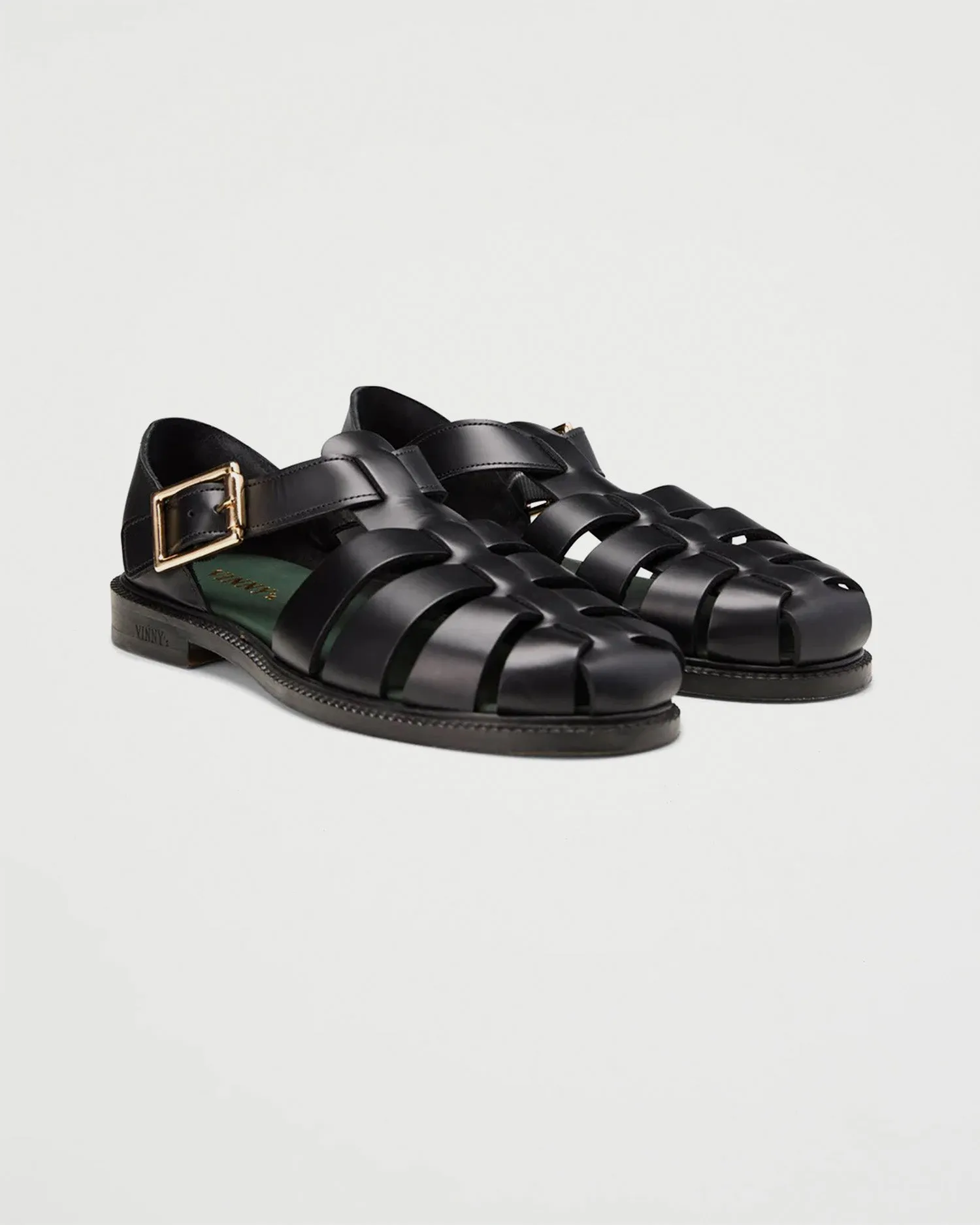 Fisherman Sandal Black Polido Leather