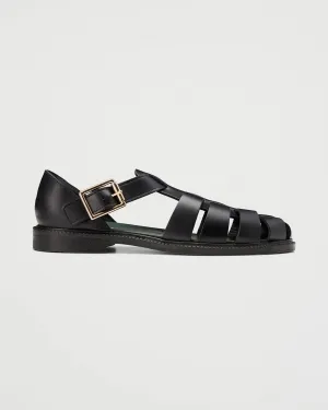 Fisherman Sandal Black Polido Leather