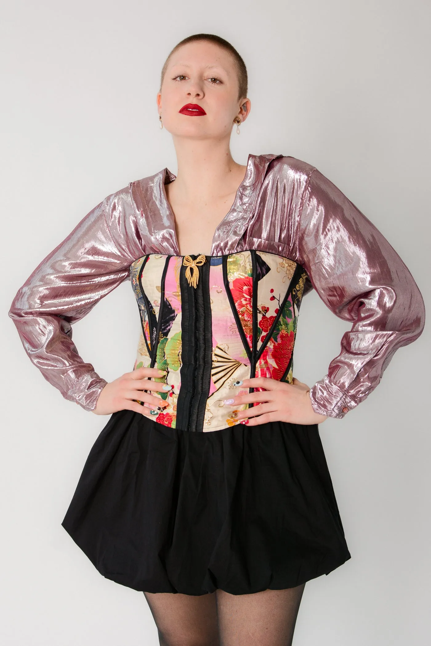 Frederick's of Hollywood Metallic Floral Corset