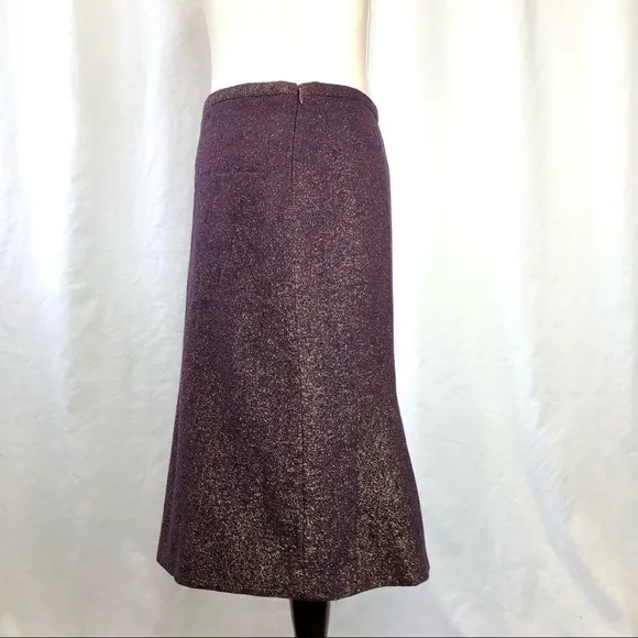 French Connection pencil skirt wine purple gold metallic wool blend 6