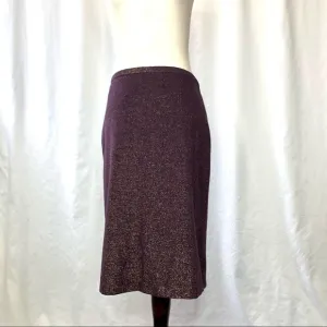 French Connection pencil skirt wine purple gold metallic wool blend 6