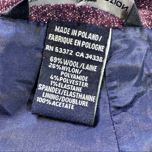 French Connection pencil skirt wine purple gold metallic wool blend 6