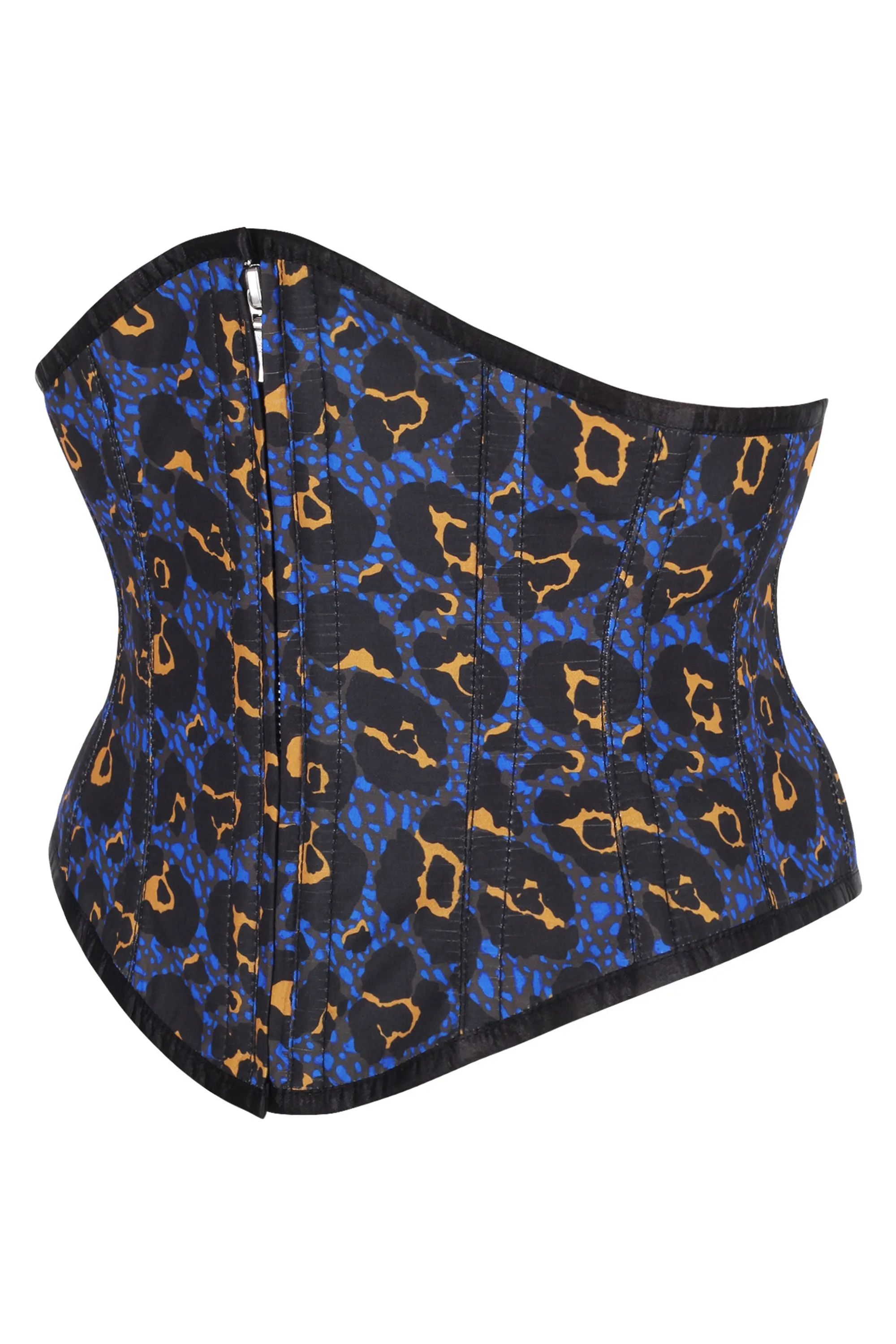 Front Zip Purple Leopard Print Waspie Corset