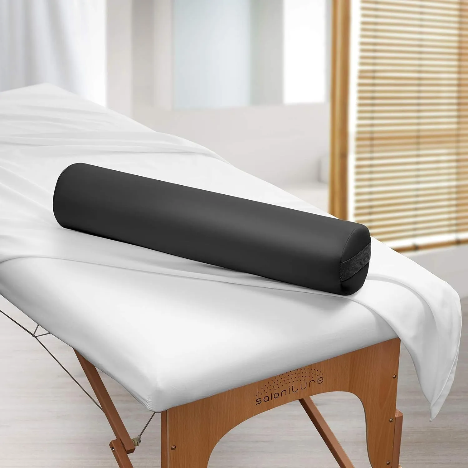 Full round Massage Table Bolster Pillow Pad - 26 X 6 Inch - Black