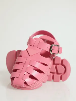Girls Caged Fisherman Sandal - Coral