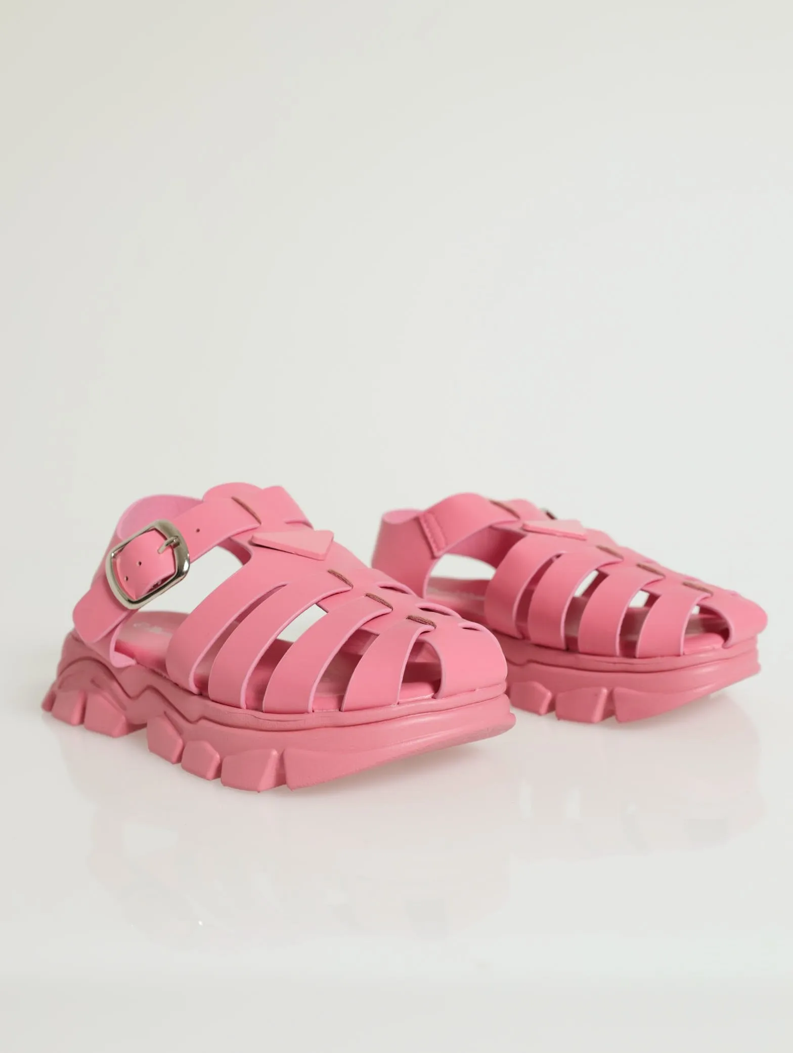 Girls Caged Fisherman Sandal - Coral