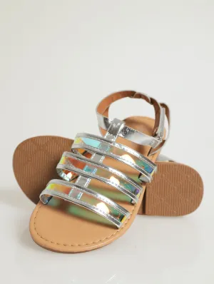 Girls Holographic Gladiator Sandal - Clear