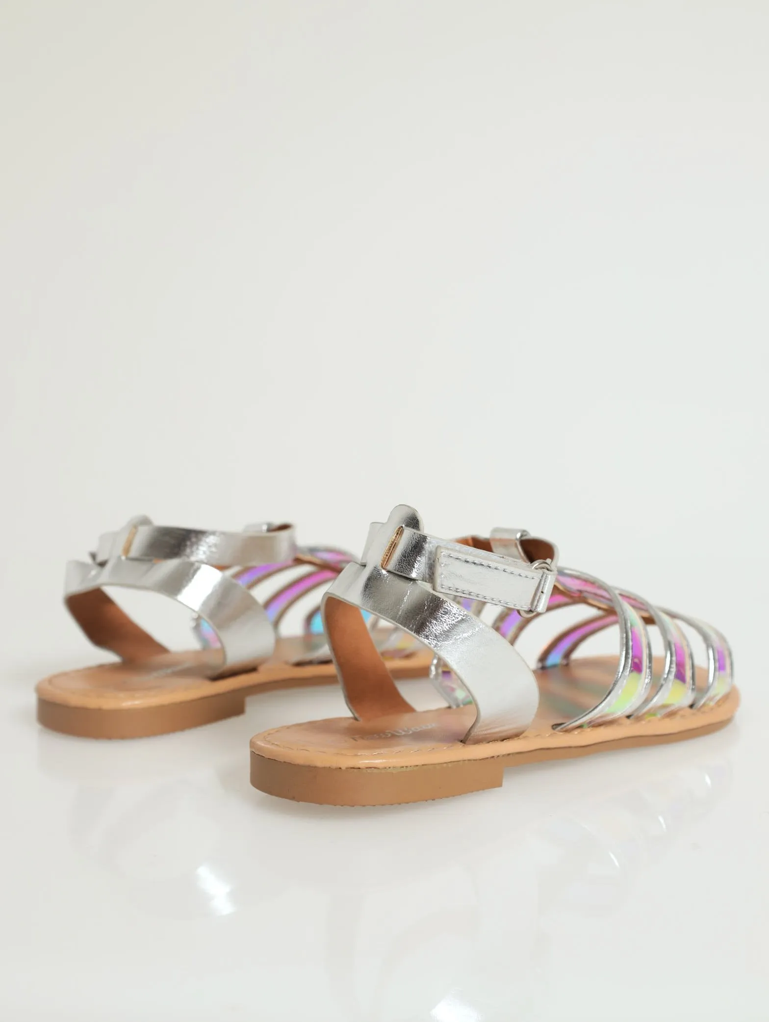 Girls Holographic Gladiator Sandal - Clear