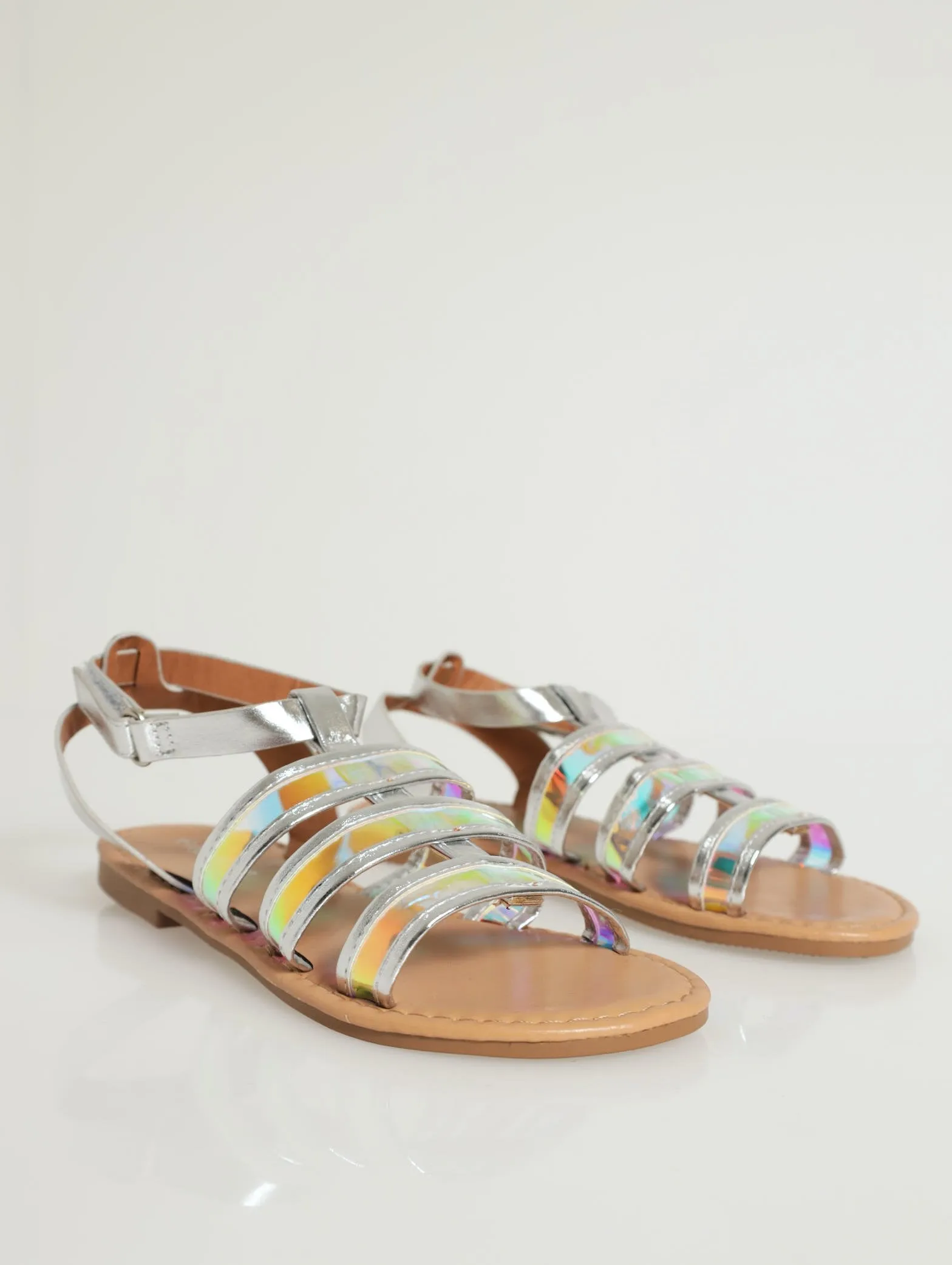 Girls Holographic Gladiator Sandal - Clear