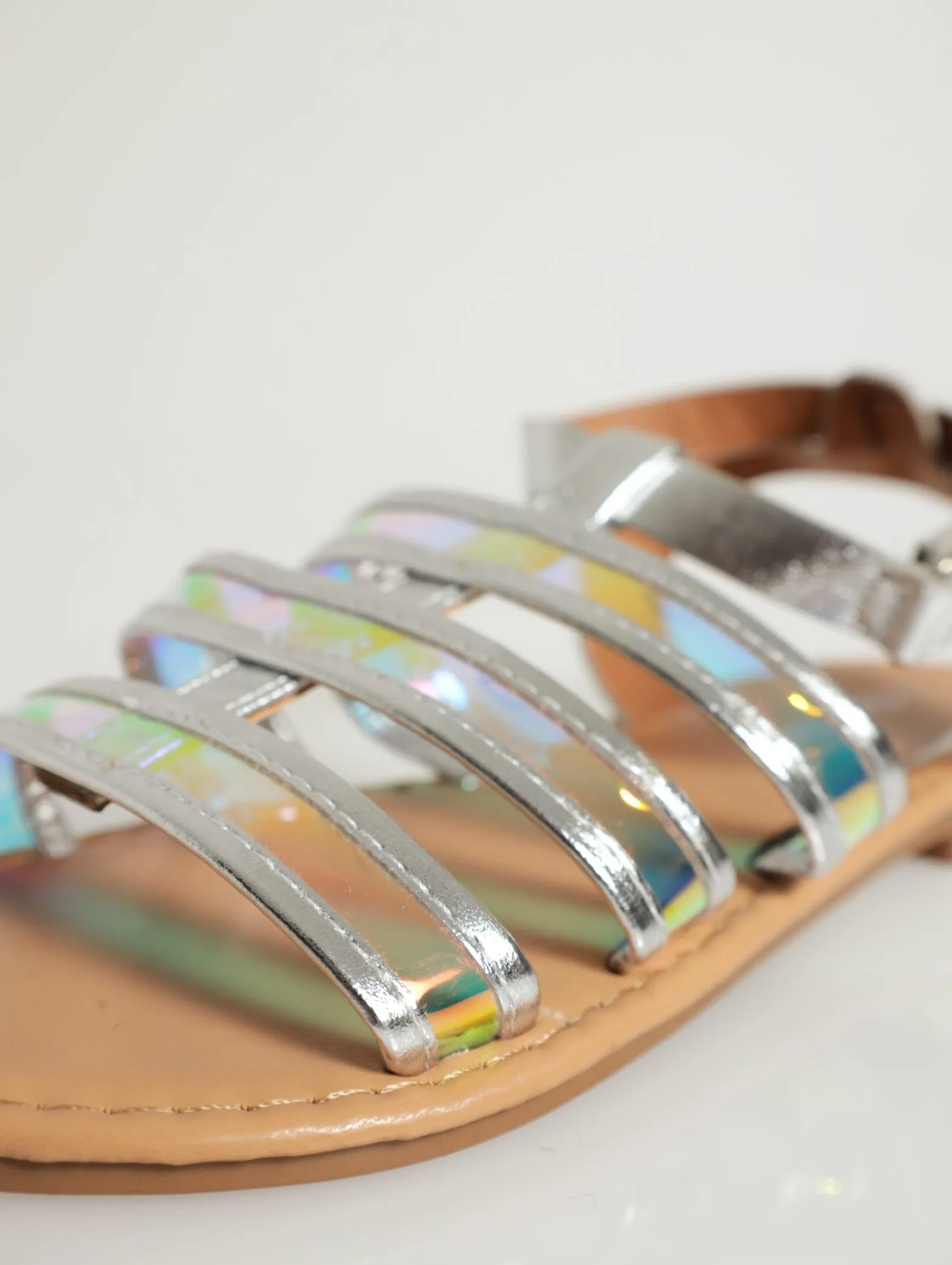 Girls Holographic Gladiator Sandal - Clear