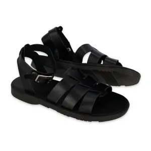 Girls Leather Fisherman Sandal - Black