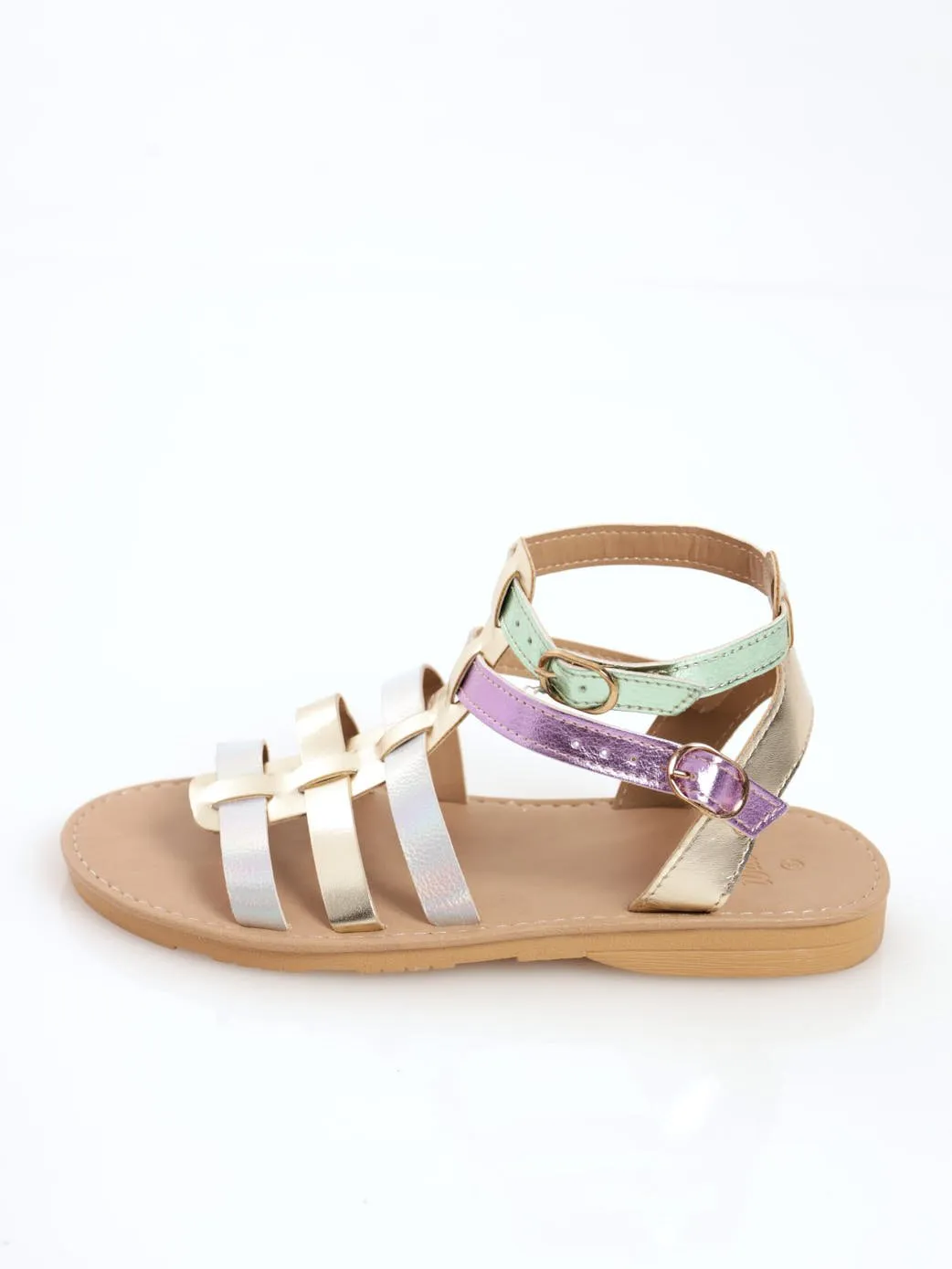 Girls PU Gladiator Sandal - Metallic