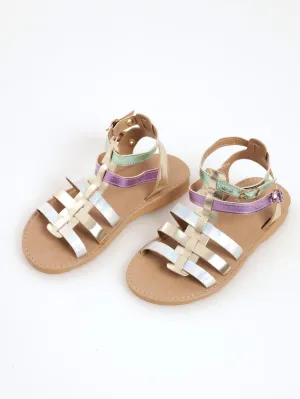 Girls PU Gladiator Sandal - Metallic