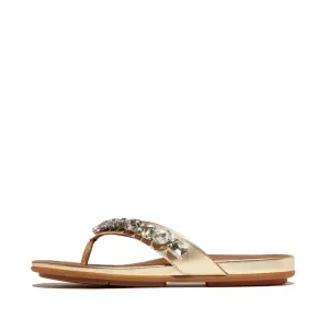 GRACIE Jewel-Deluxe Metallic-Leather Flip-Flops